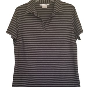 Nike golf dri fit black gray stripe short sleeve collared top SZ Large